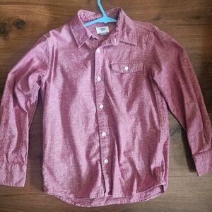 Old Navy Red Button Down Shirt Classic Versatile Boy's Size 8